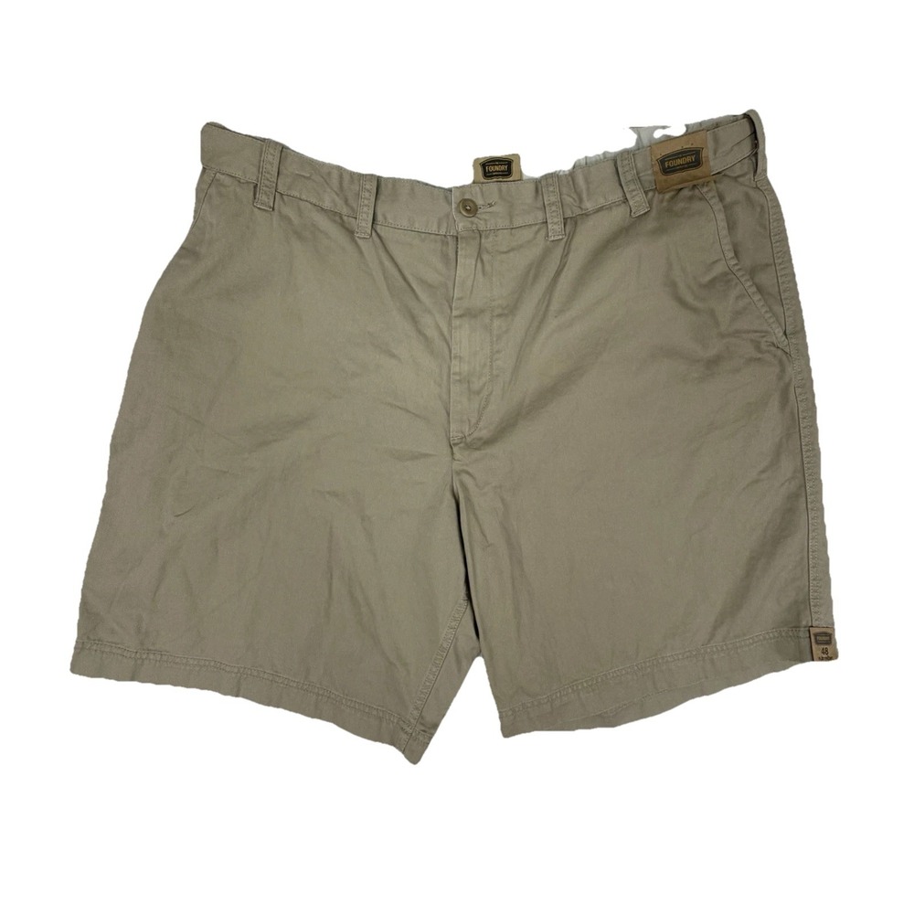 FOUNDRY Flat Front Mens Shorts Sz 48 Big & Tall 10" Inseam British Khaki NEW $42